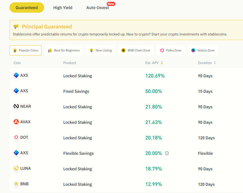 Binance earn staking