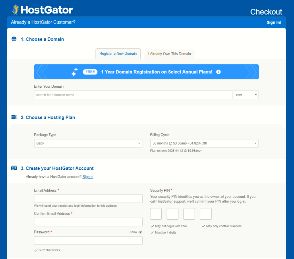 create a free top level domain name on HostGator