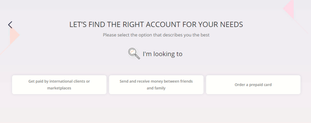 How to choose the right account during sign up on Payoneer