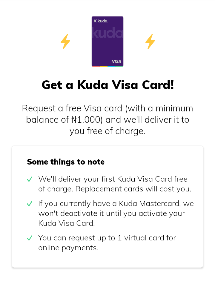 How to get Kuda ATM debit card and virtual naira card