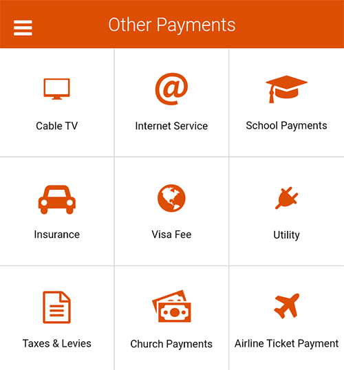 Bill Payment section on GTbank mobile app