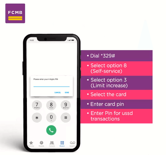 How to increase FCMB Transfer limit USSD code