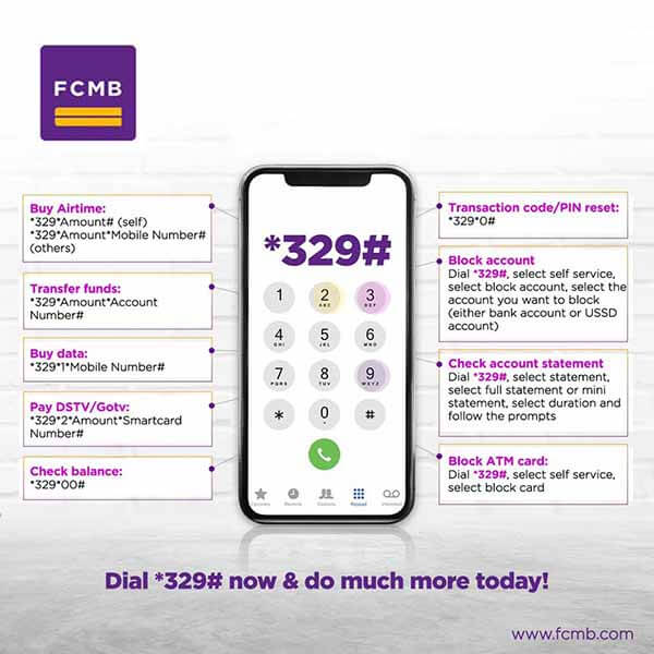 FCMB *329# banking to check balance, reset PIN, pay DSTV/GOTV and buy airtime and data