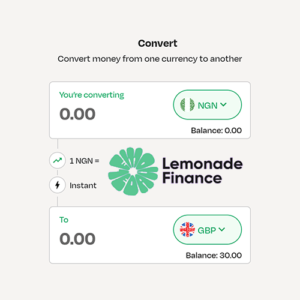 How to add Naira and convert Pounds on Lemonade Finance