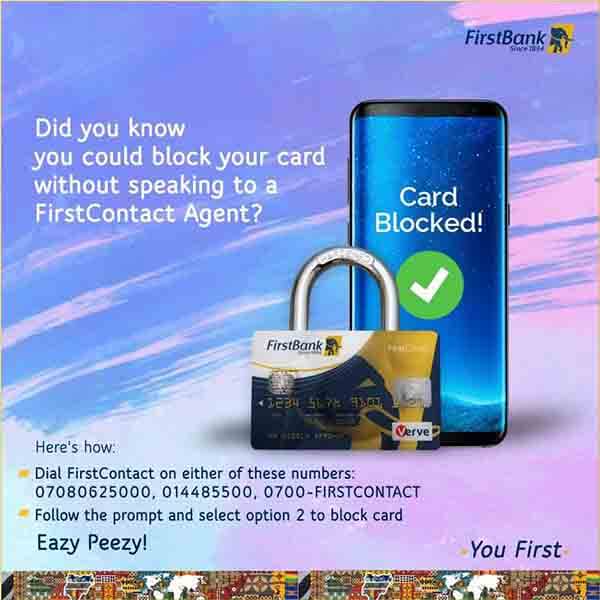 How to Block First Bank ATM Debit Card with USSD code and Phone number