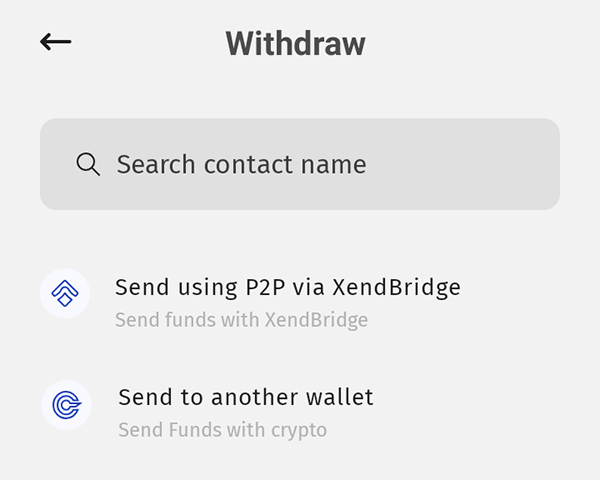 withdraw option on Xend finance