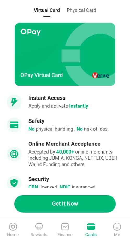 Apply for Opay Virtual card to get it.