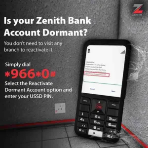 USSD code to reactivate Zenith Bank dormant account
