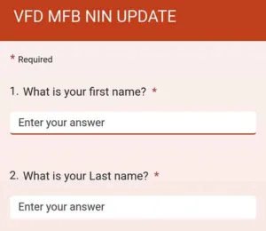 1. Open VFD NIN Update Form Online