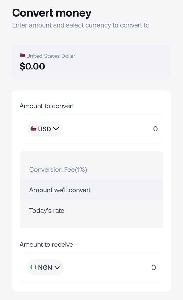 Convert USD currency to Naira on Grey