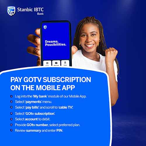 steps to Pay GOTV Subscription on Stanbic IBTC Mobile App