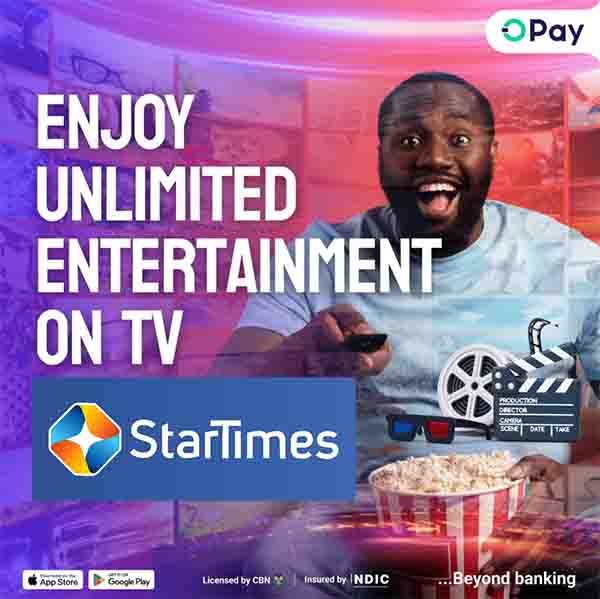 Subscribe to StarTimes ON on Opay App