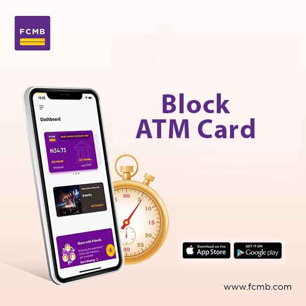 Block FCMB ATM Card on the Mobile App