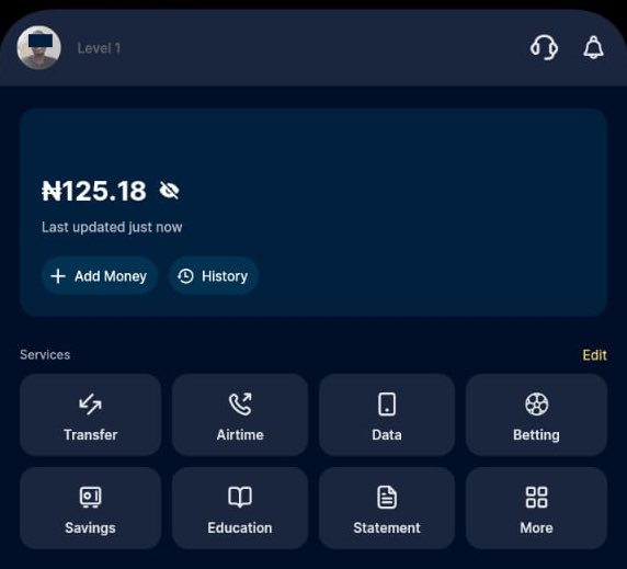 Moniepoint mobile app main dashboard
