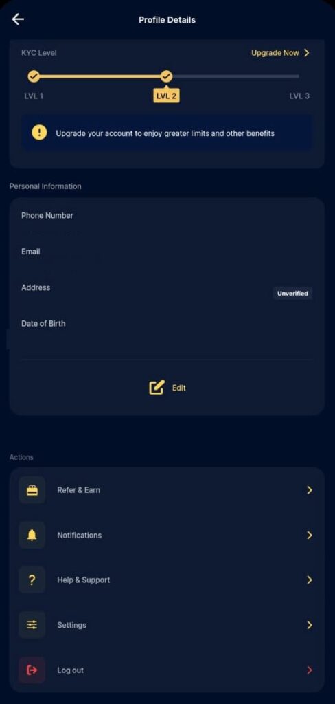Moniepoint app profile details